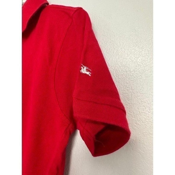 Burberry London Red 100 Cotton‎ Short Sleeve Polo Shirt Women's Size S - Picture 2 of 7